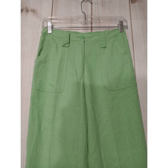 Sutter Hill Pants Ladies Medium‎ Green Linen Blend - Picture 3 of 6